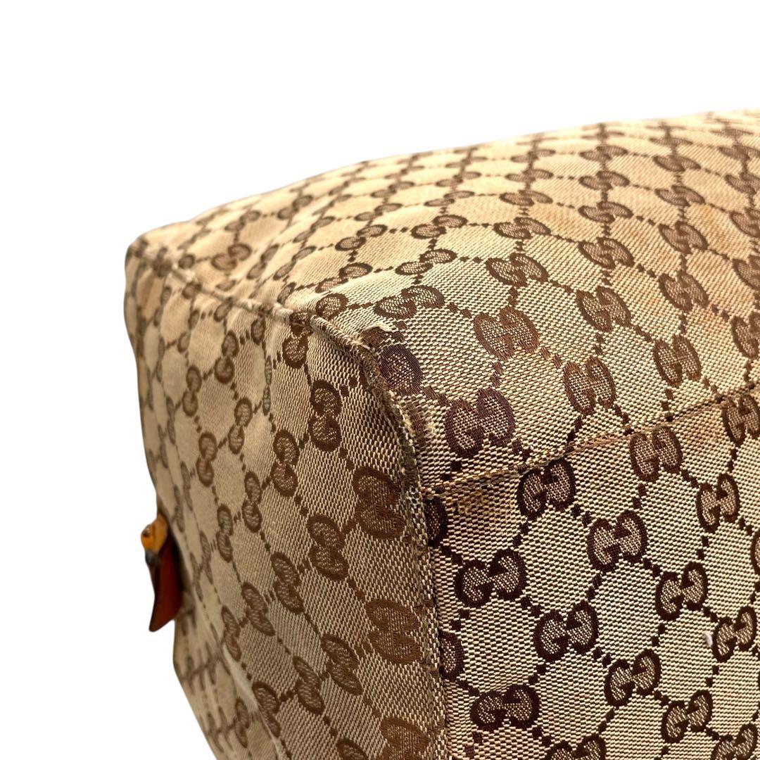 良品　GUCCI グッチ　s67 ボストンバッグ　大容量　GGキャンバス 茶　黄
