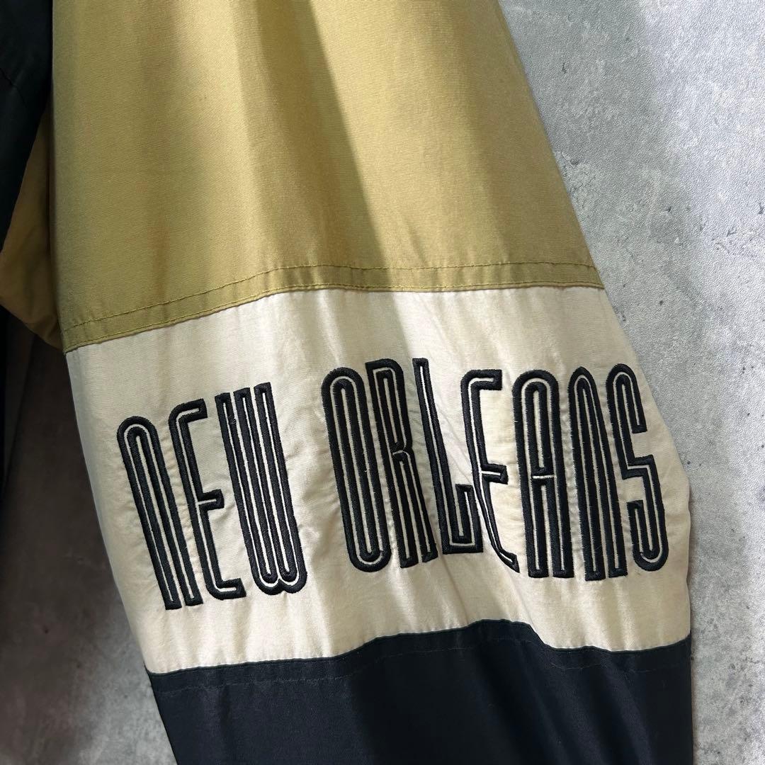 90s NFL セインツ ナイロン アノラック パーカー 中綿 スタジャン 刺繍