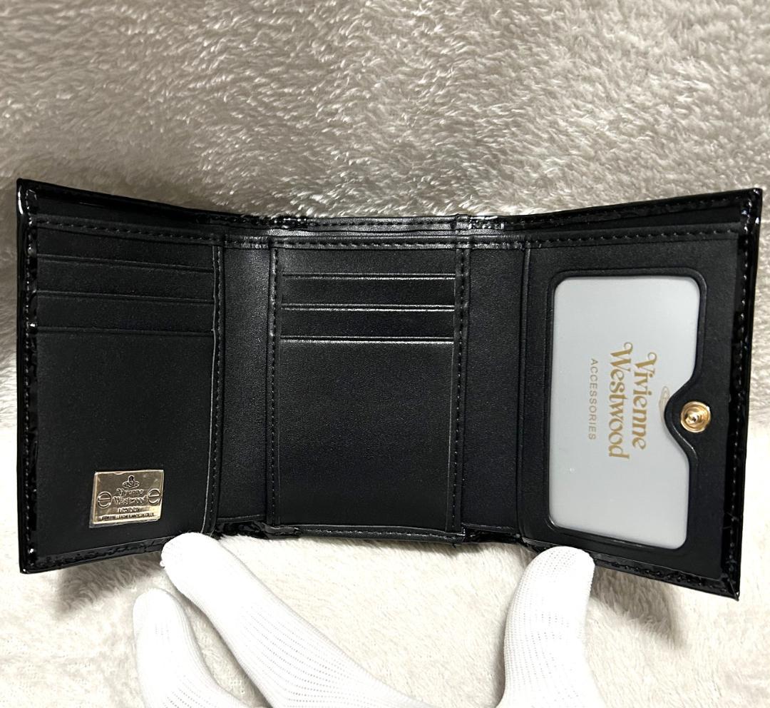 ★新品★Vivienne Westwood 三つ折り財布 ブラック エナメル 黒