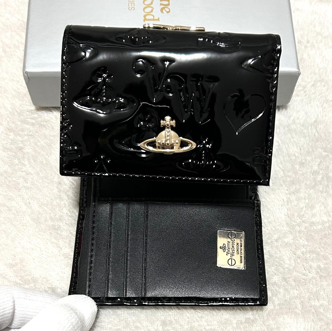 ★新品★Vivienne Westwood 三つ折り財布 ブラック エナメル 黒