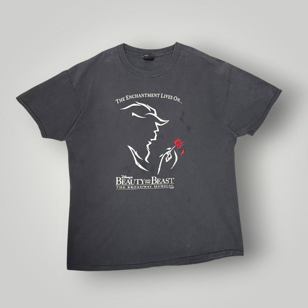 90s 美女と野獣 Tシャツ XL USA製 ブロードウェイ 鬼フェード雰囲気系