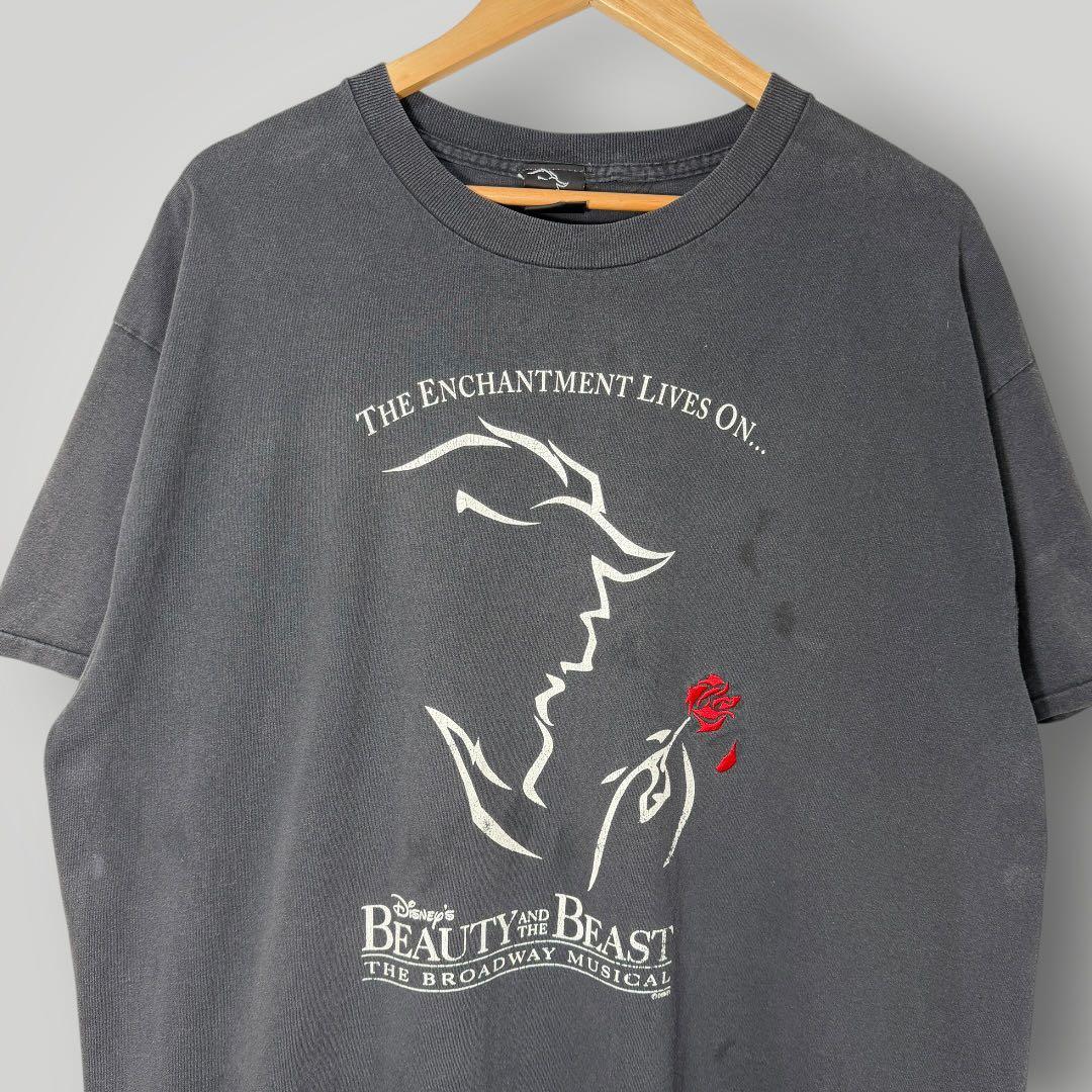 90s 美女と野獣 Tシャツ XL USA製 ブロードウェイ 鬼フェード雰囲気系