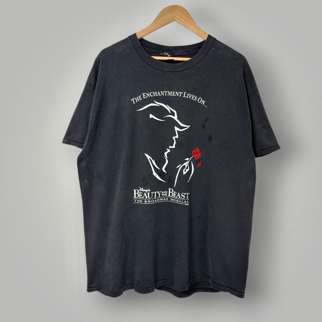 90s 美女と野獣 Tシャツ XL USA製 ブロードウェイ 鬼フェード雰囲気系