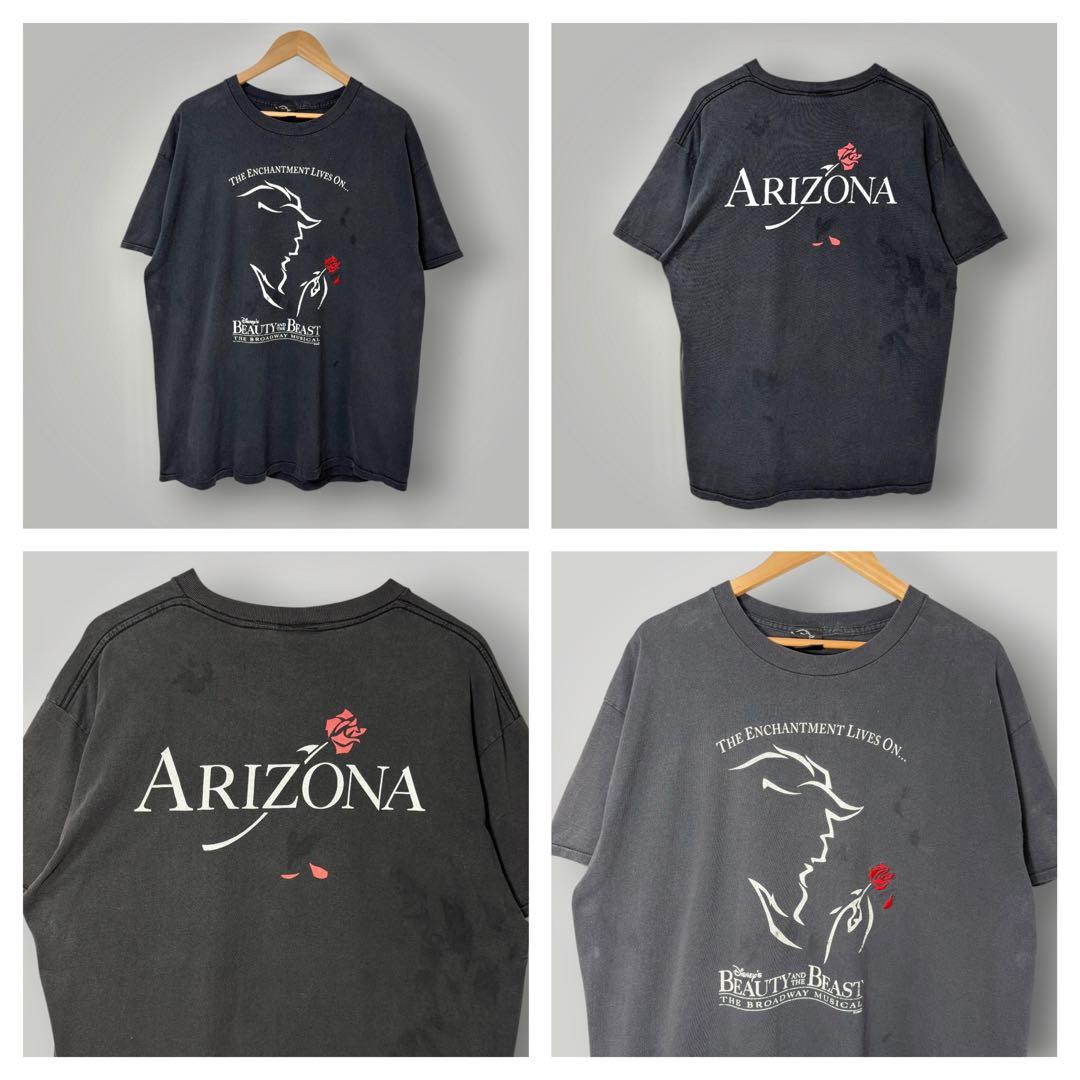 90s 美女と野獣 Tシャツ XL USA製 ブロードウェイ 鬼フェード雰囲気系
