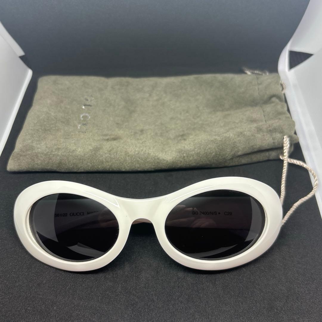 な*ん様 美品　GUCCI カートコバーン オーバルサングラス 白　グッチ