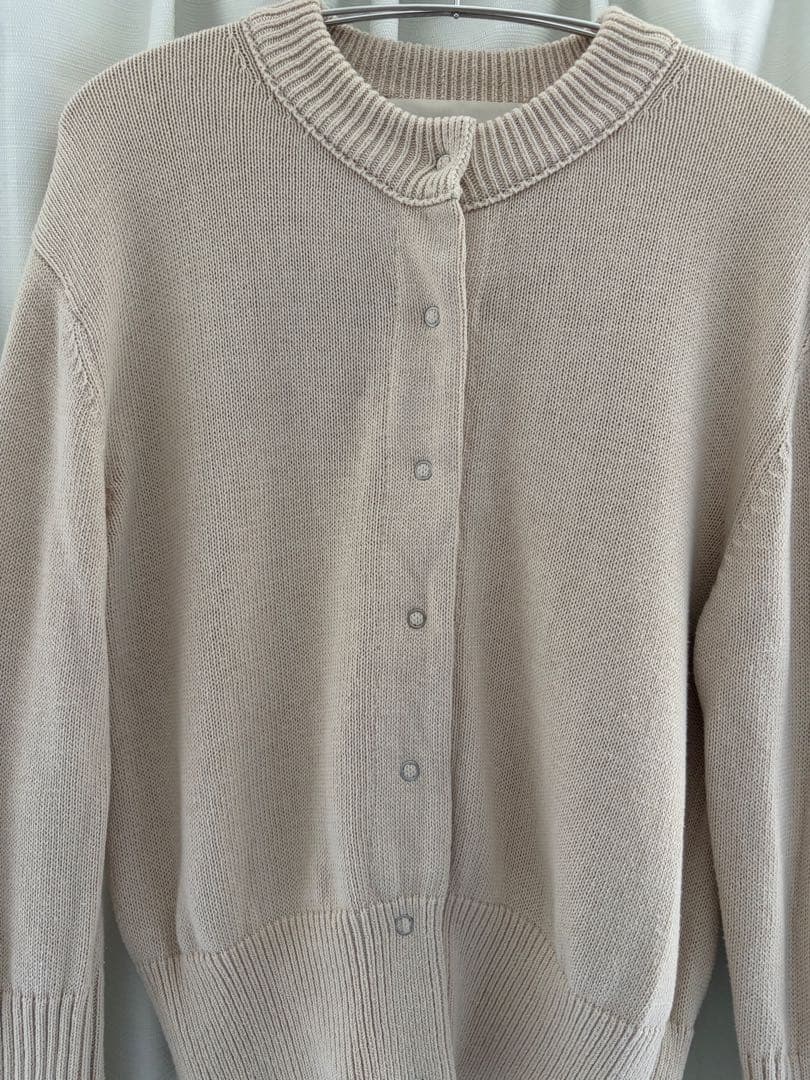 トップス Cotton long rib cardigan ECRU