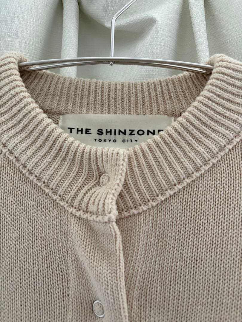 トップス Cotton long rib cardigan ECRU