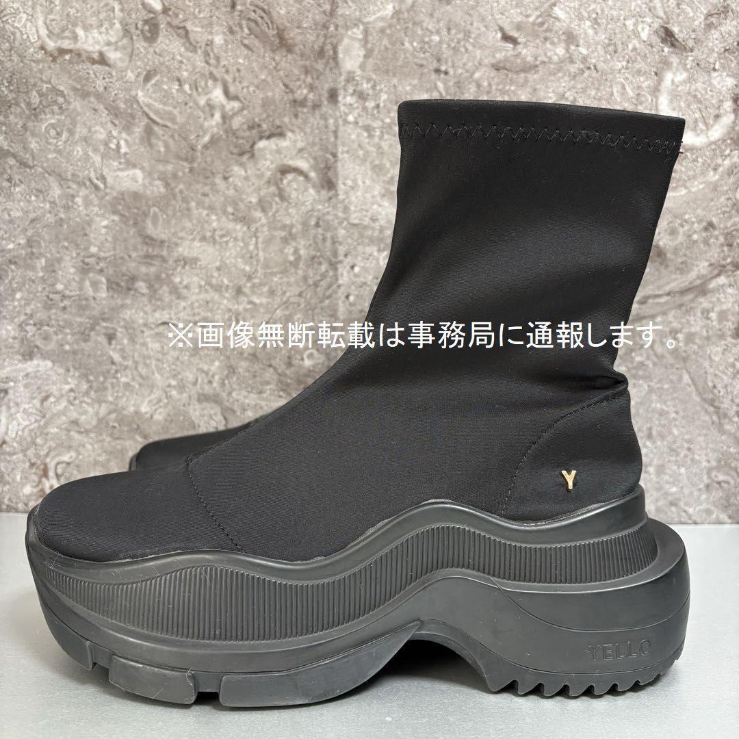 靴 YELLO TOKYO BLACK SINGLE SNEAKER BOOTS