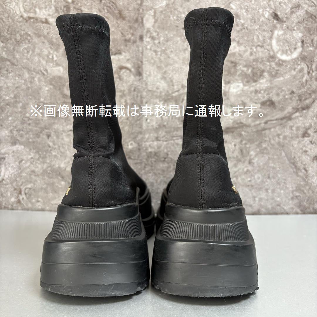 靴 YELLO TOKYO BLACK SINGLE SNEAKER BOOTS