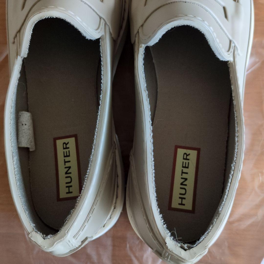 美品★Hunterレディースリファインスティッチペニーローファー&新品バッファ