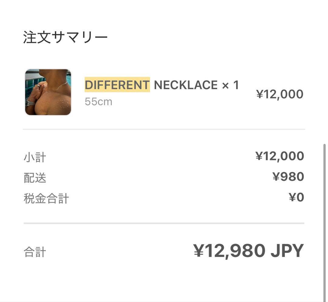 DIFFERENT シルバー ネックレス55センチ