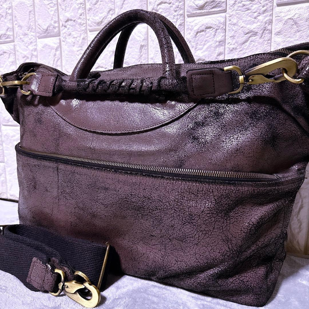 【極美品】ジャスエムビー 3way ボストンバッグ エイジング加工 ゴールド金具