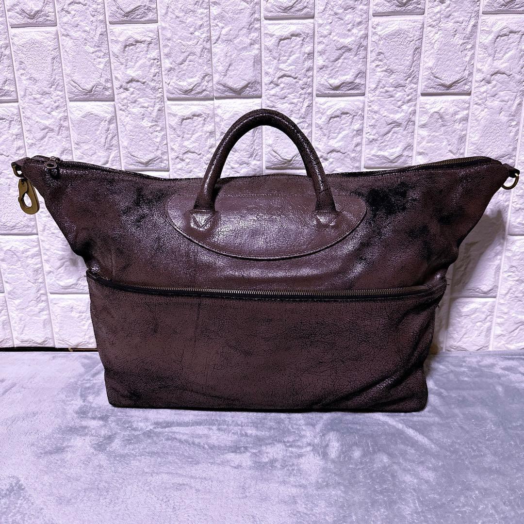 【極美品】ジャスエムビー 3way ボストンバッグ エイジング加工 ゴールド金具