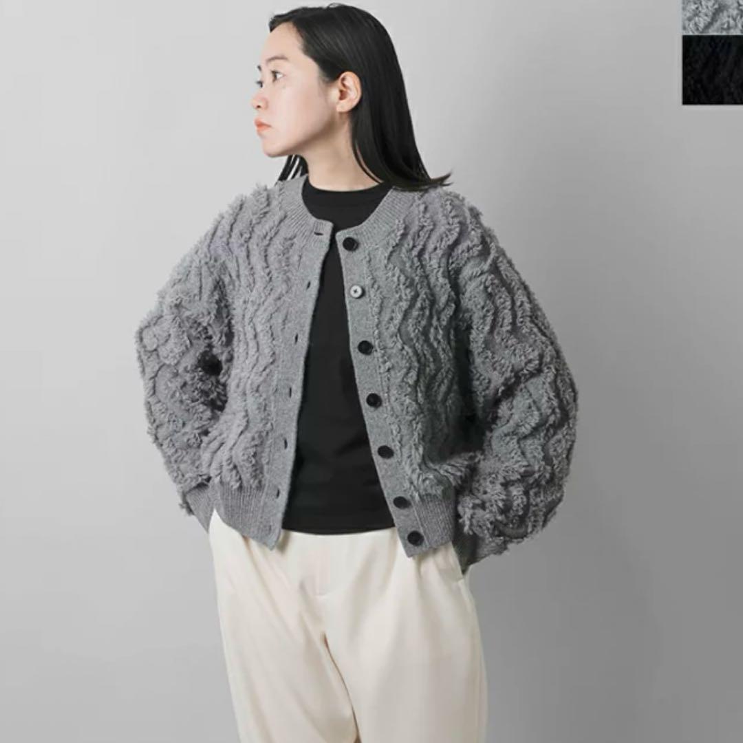 LOEFF ロエフ アルパカウール フリンジカーディガン