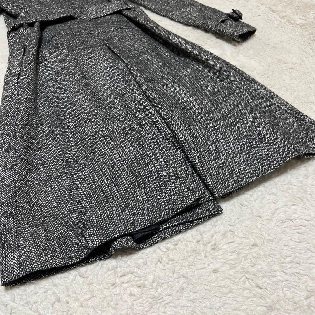美品　バーバリーロンドン　ツイード　ロングコート　シャドーチェック　イタリア生地