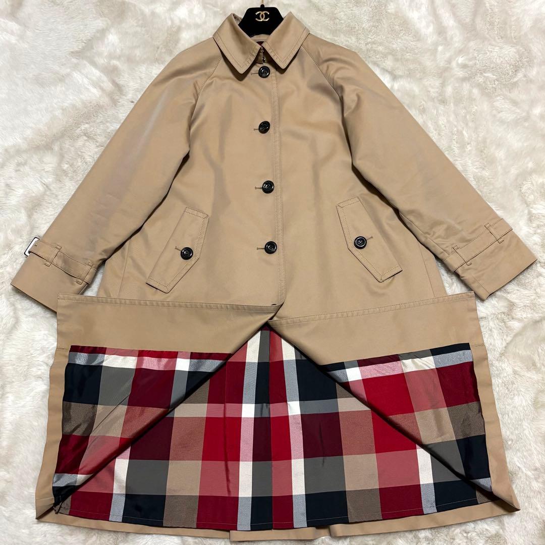 極美品M✨ブルーレーベルクレストブリッジ スプリングコート チェック マキシ丈