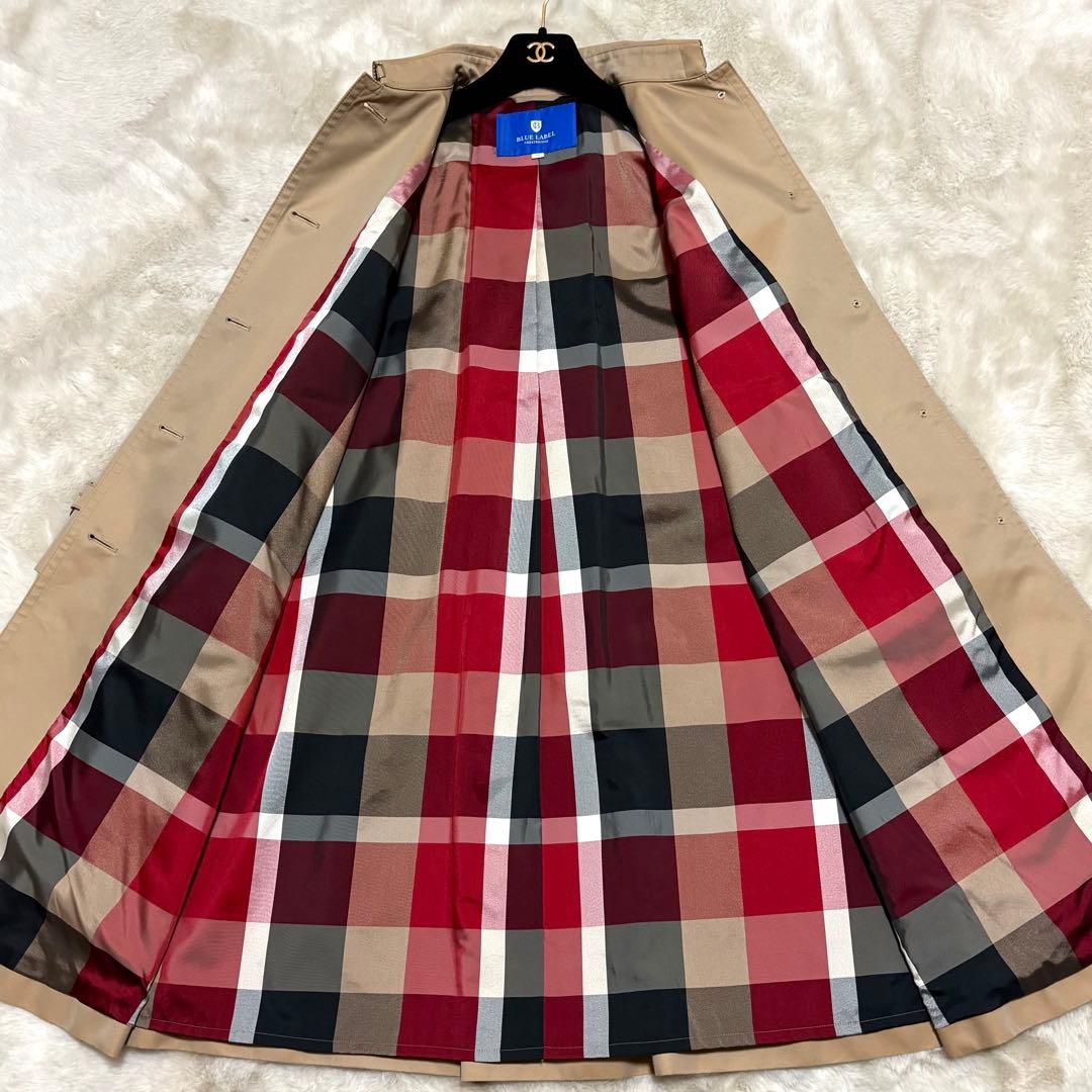 極美品M✨ブルーレーベルクレストブリッジ スプリングコート チェック マキシ丈