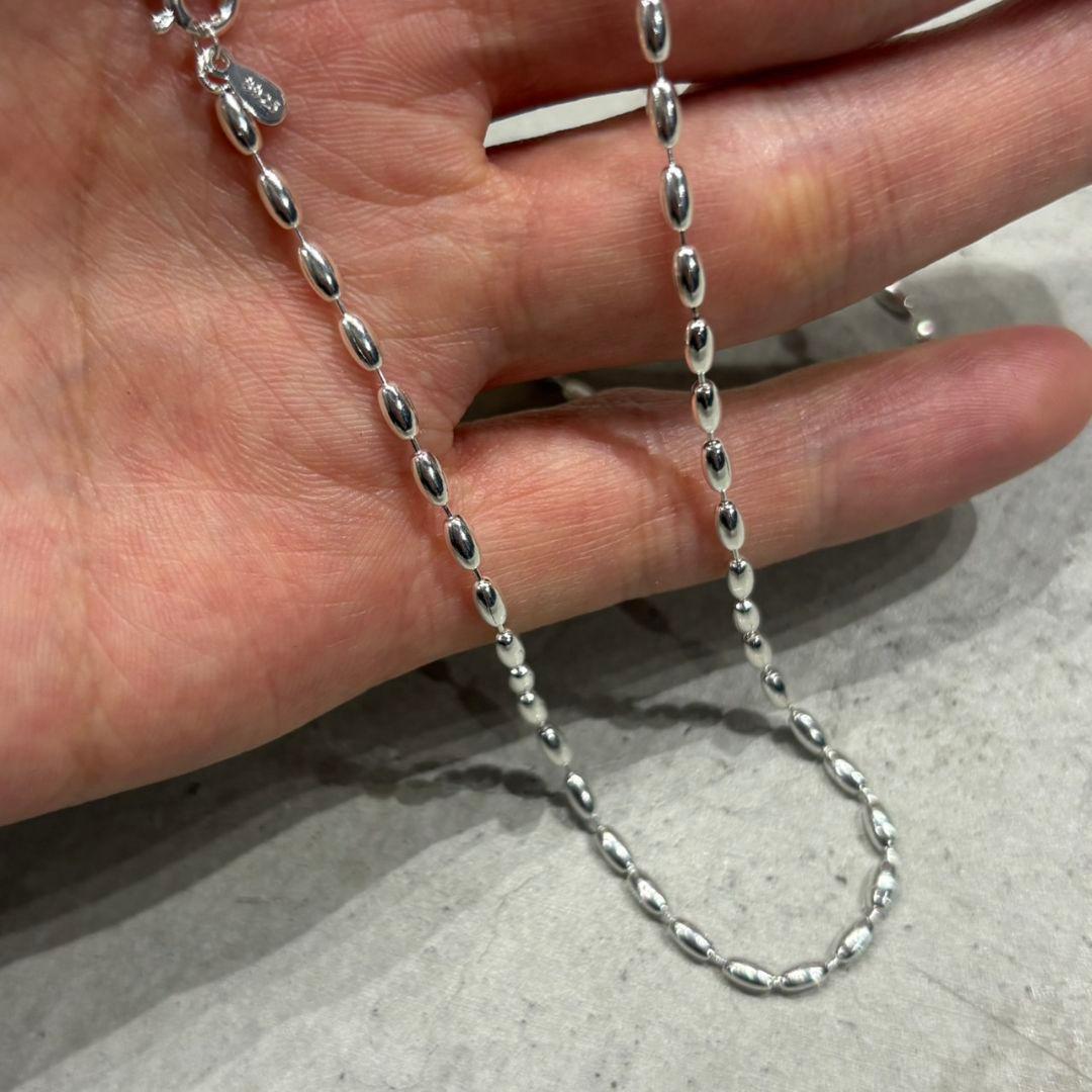 ヴィンテージ シルバー 925 シンプル チェーン ネックレス ボール