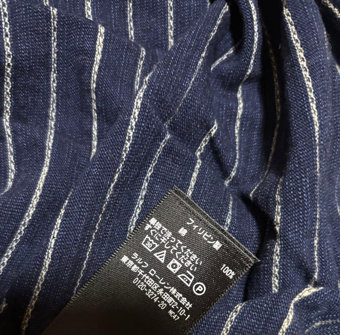 【新品、美品】RRL 半袖インディゴボーダーTシャツ
