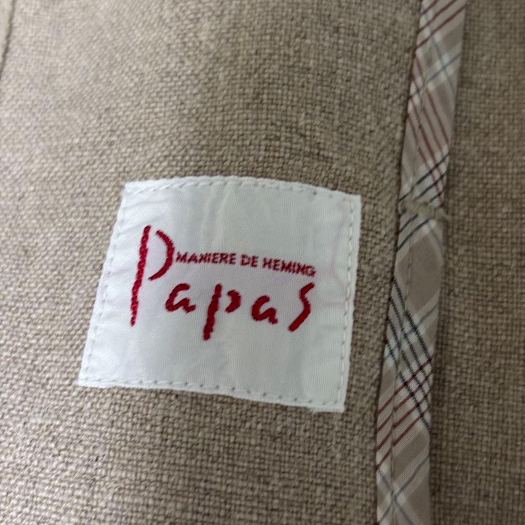 【hana】PAPAS カバーオール　リネン　ベージュ　M オーバーサイズ