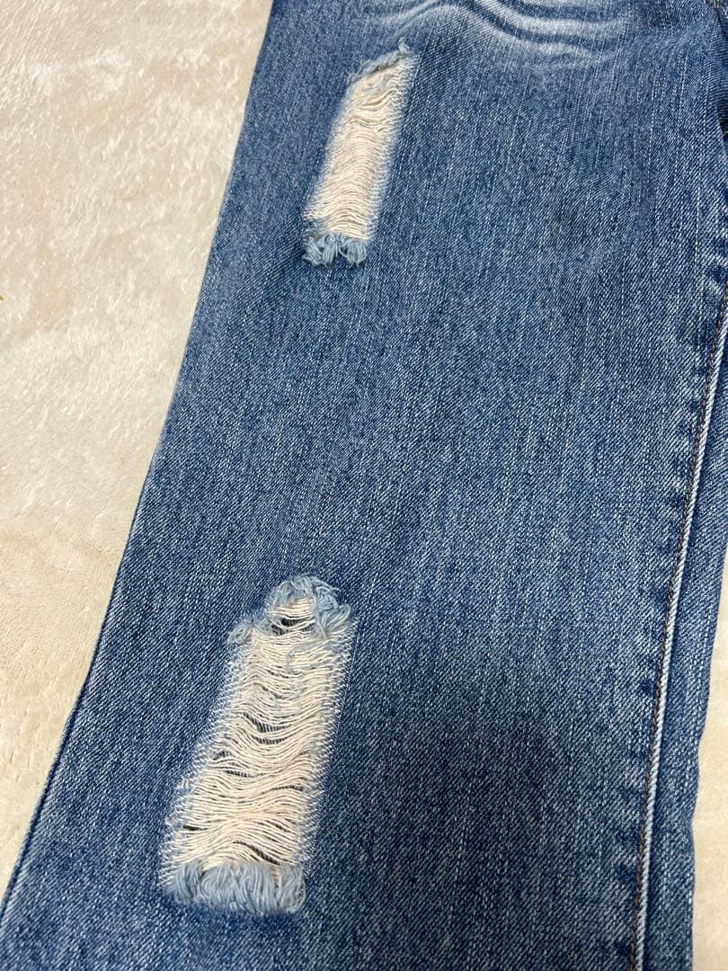【ディズニー】デニムパンツ【ミッキー/82cm】 大きめサイズ　ダメージ加工