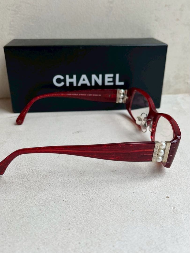 【極美品】CHANEL CollectionPerle パール　レッドサングラス