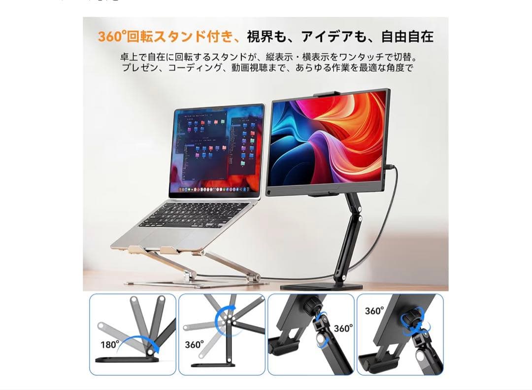 EVICIV モバイルモニター 15.6インチ【卓上スタンド付き】FHD
