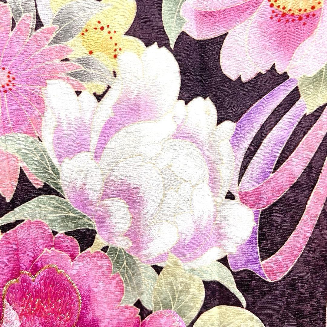 振袖　刺繍　蝶　花　水引　牡丹　桜　花びら　晴れの日　成人式着物　039k