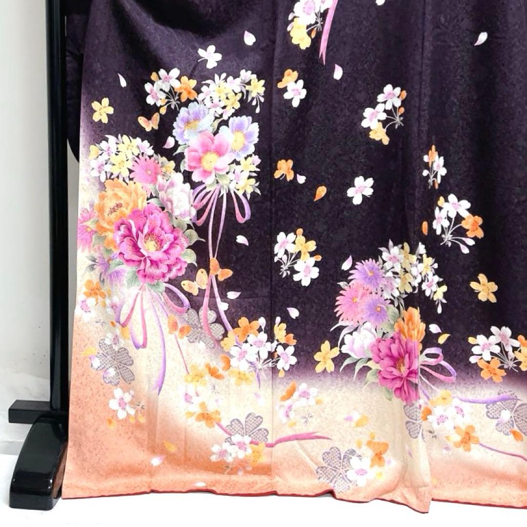 振袖　刺繍　蝶　花　水引　牡丹　桜　花びら　晴れの日　成人式着物　039k