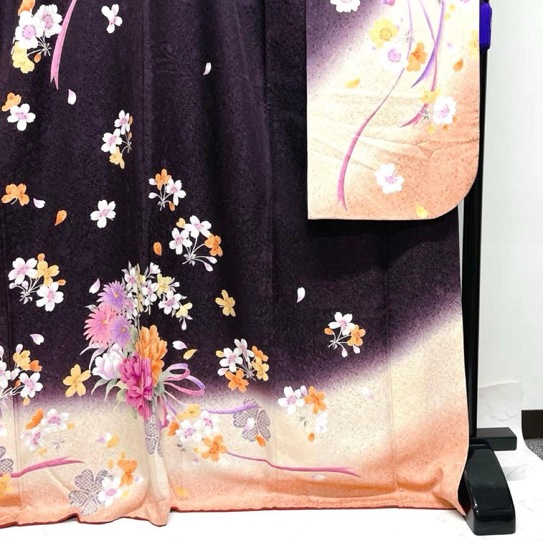 振袖　刺繍　蝶　花　水引　牡丹　桜　花びら　晴れの日　成人式着物　039k