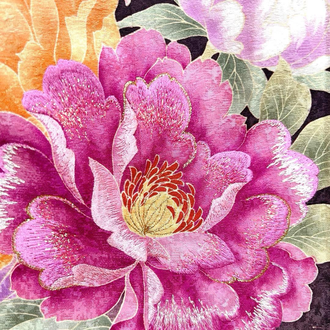 振袖　刺繍　蝶　花　水引　牡丹　桜　花びら　晴れの日　成人式着物　039k