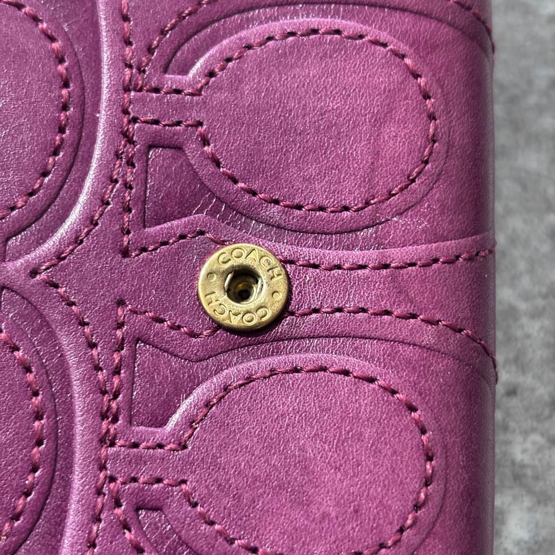 小物 Old Coach leather embossed bifold wallet