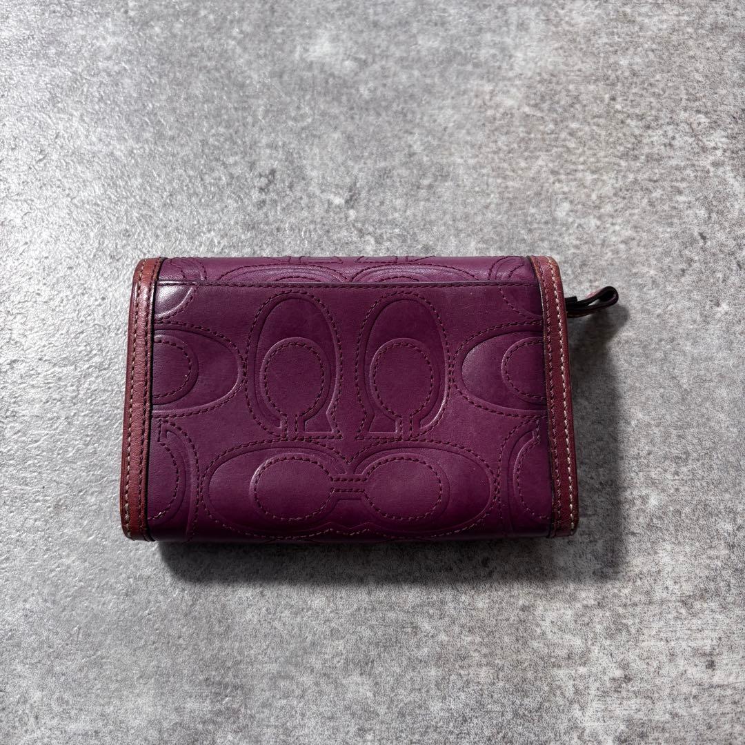 小物 Old Coach leather embossed bifold wallet