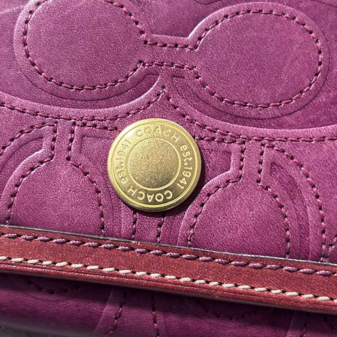 小物 Old Coach leather embossed bifold wallet