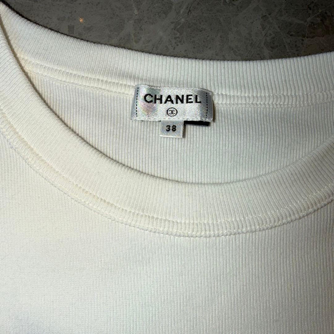 CHANEL tシャツ　38サイズ切っぱなし立体お花