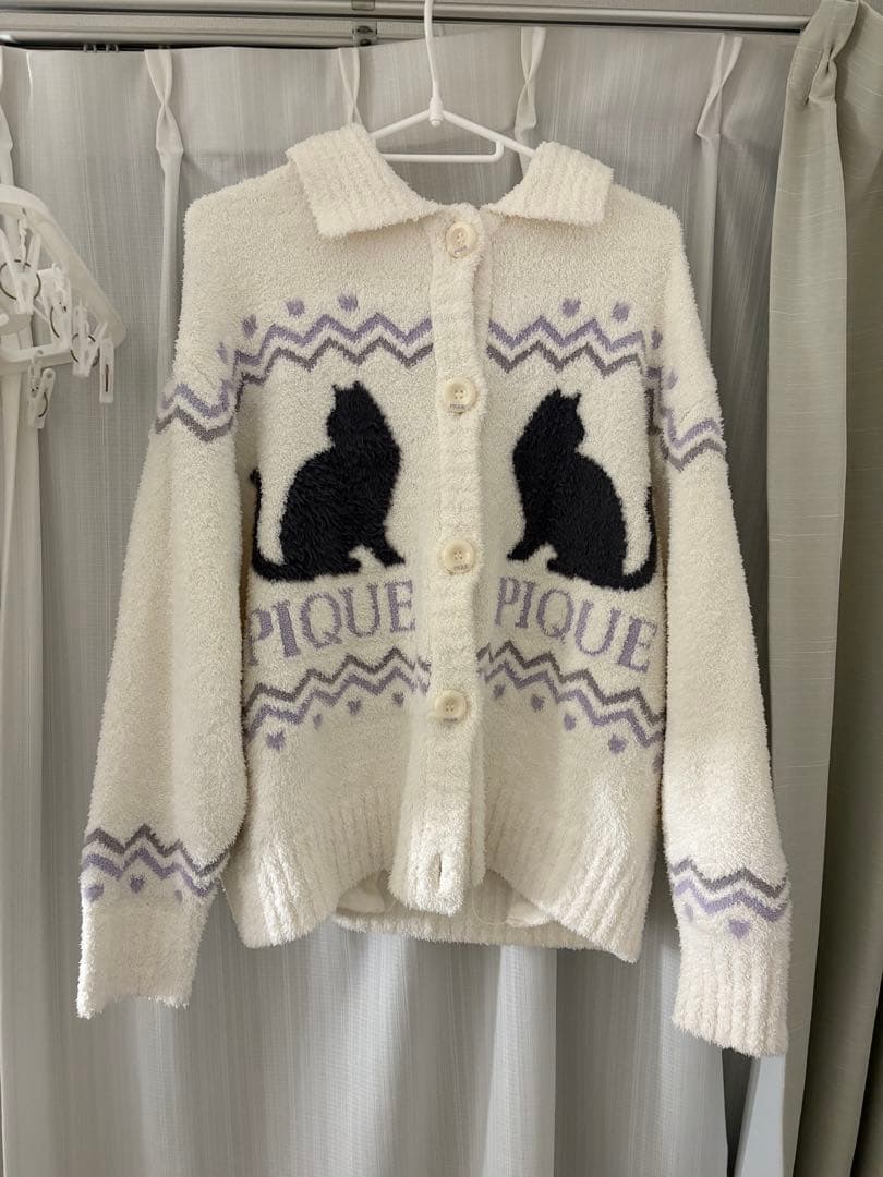 でらさん専用　CATジャガード衿付きカーディガン