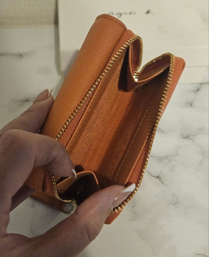 新品未使用✨agnès b. アニエスベーオレンジ 三つ折り財布 箱付き