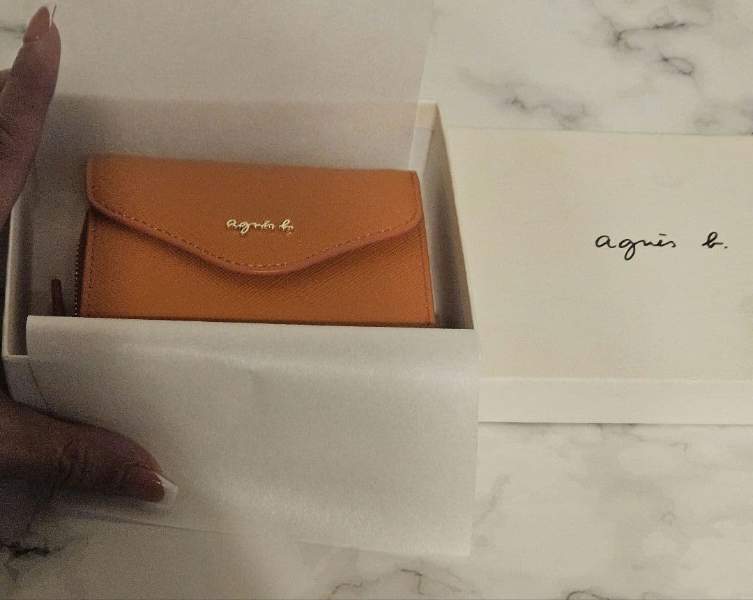 新品未使用✨agnès b. アニエスベーオレンジ 三つ折り財布 箱付き