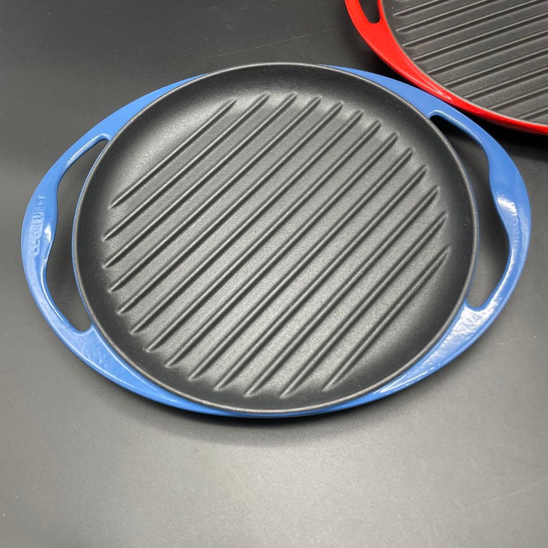◯LE CREUSET 鉄グリルパン 青 赤 26cm 2枚セット