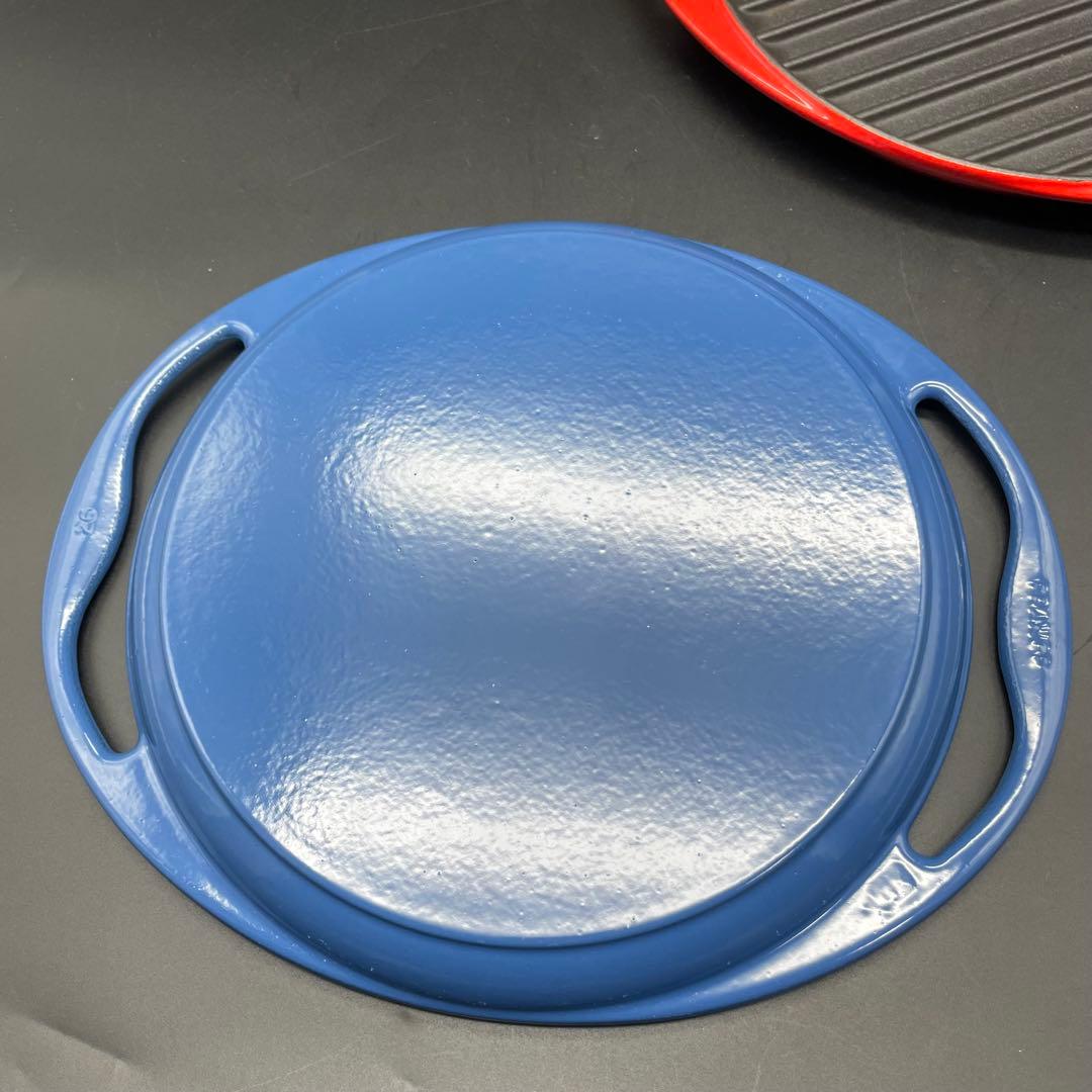 ◯LE CREUSET 鉄グリルパン 青 赤 26cm 2枚セット