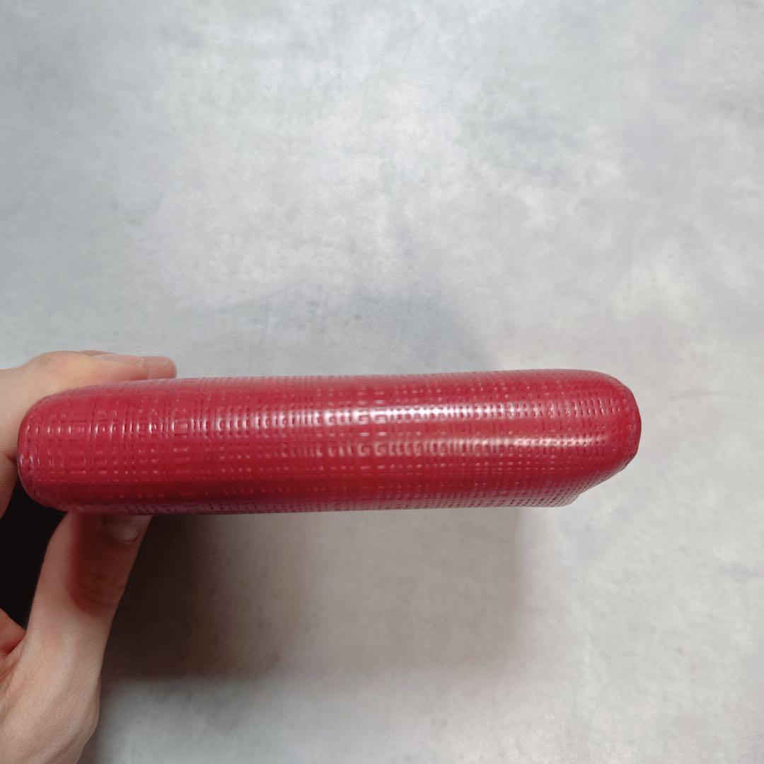 LOEWE ロエベ リネン アナグラム ３つ折り財布 レザー 赤 ウォレット
