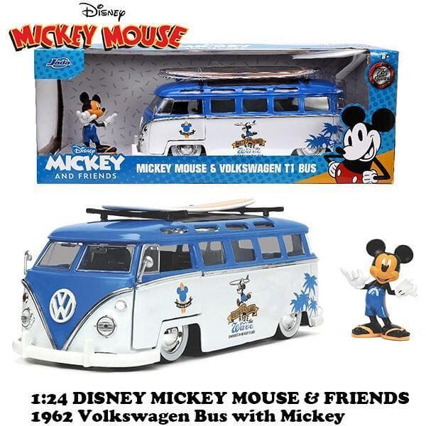 ミッキーマウス ワーゲンバス 1:24 ミニカー フィギュア付 ディズニー