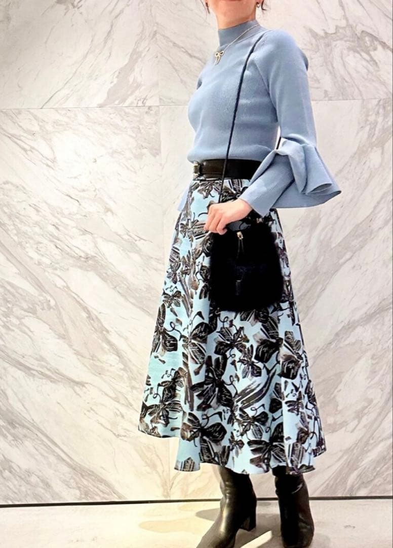 ANAYI アートフラワープリント フレアスカート 36 美品　匿名配送