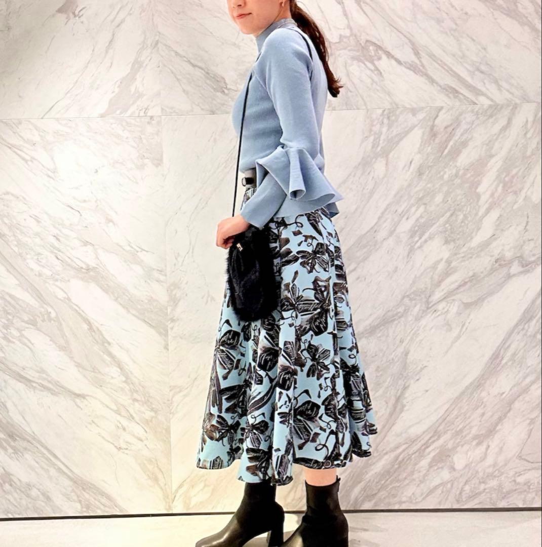 ANAYI アートフラワープリント フレアスカート 36 美品　匿名配送