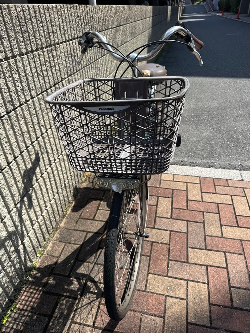 引き取り限定！パナソニック電動アシスト自転車 ブラウン 前カゴ付き