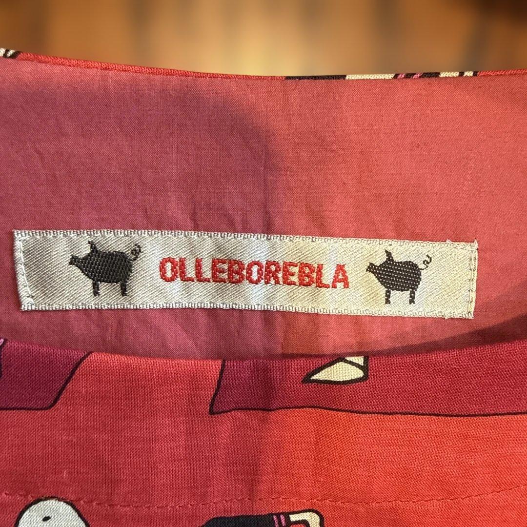 OLLEBOREBLA 赤 動物柄 七分袖ワンピース　サイズ40 新品、未使用