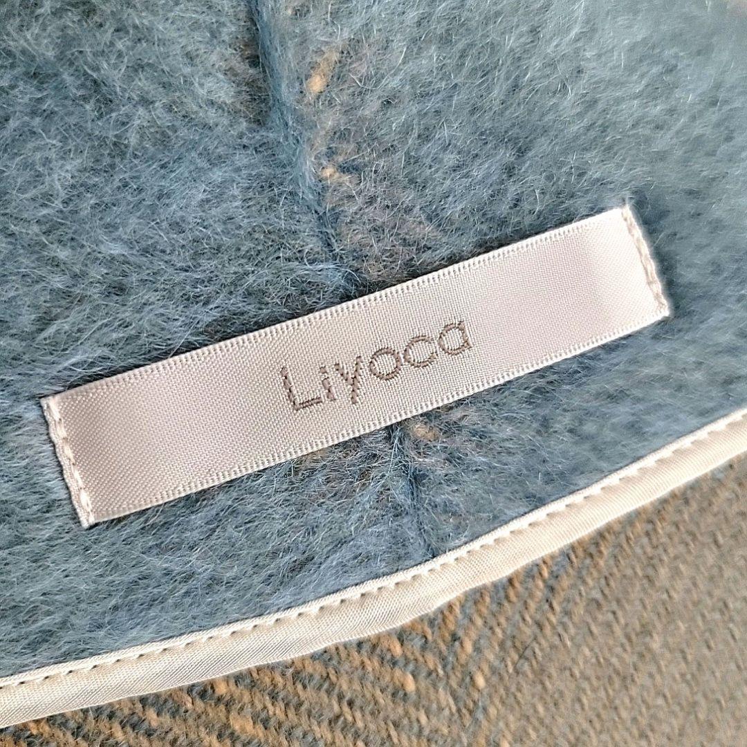 Liyoca リヨカ ヘリンボーン シャギー ノーカラーコート モヘヤ