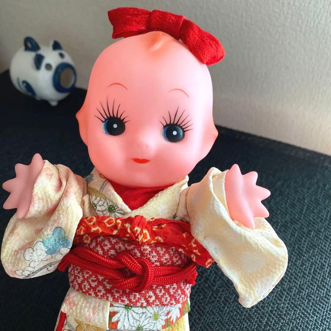 着物キューピーちゃん 昭和レトロ大正ロマン アンティーク 撫松庵岡重 昭和看板