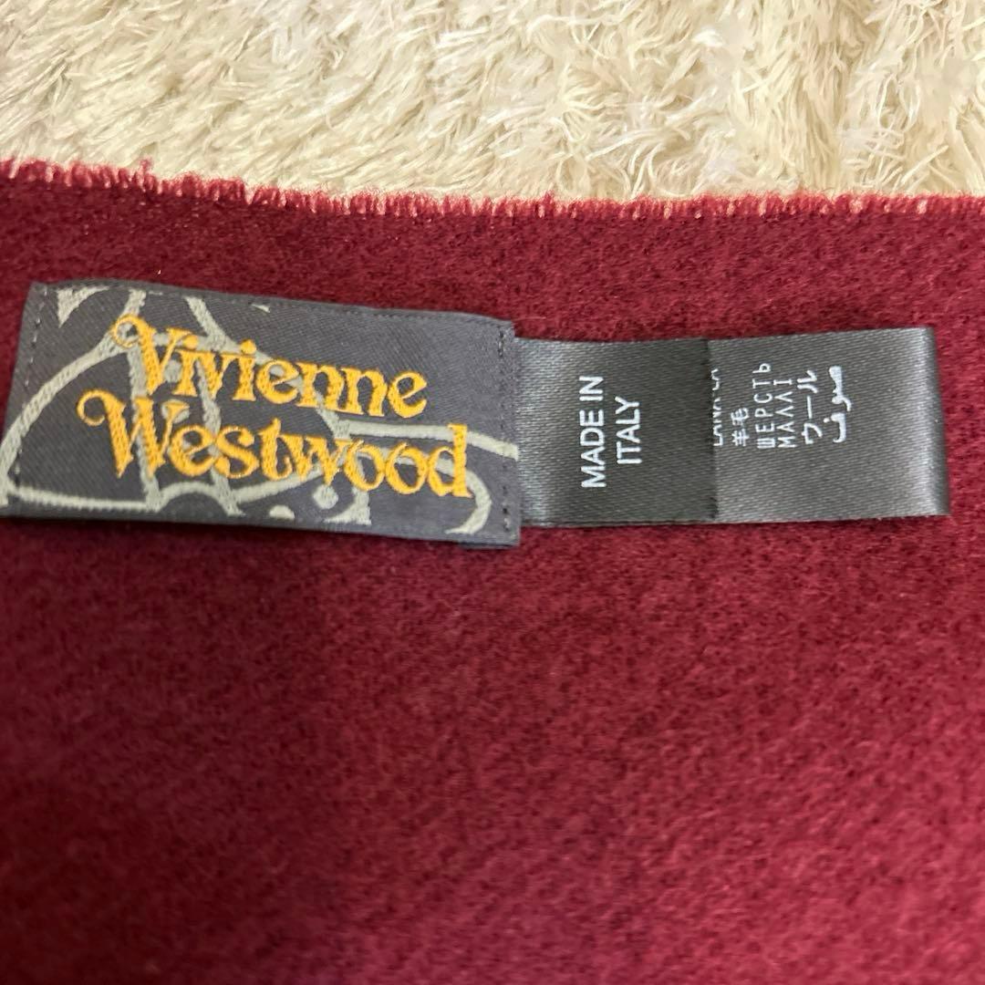 美品　Vivienne Westwood オーブ刺繍 ウールマフラー ボルドー