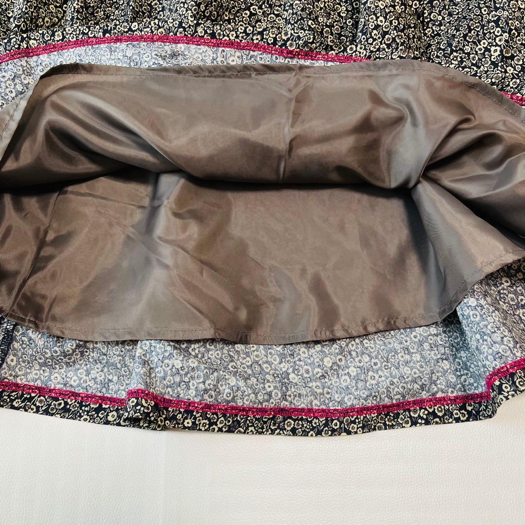 美品☆パラスパレス 花柄 ローンタビラコ柄 フレアーギャザースカート 日本製